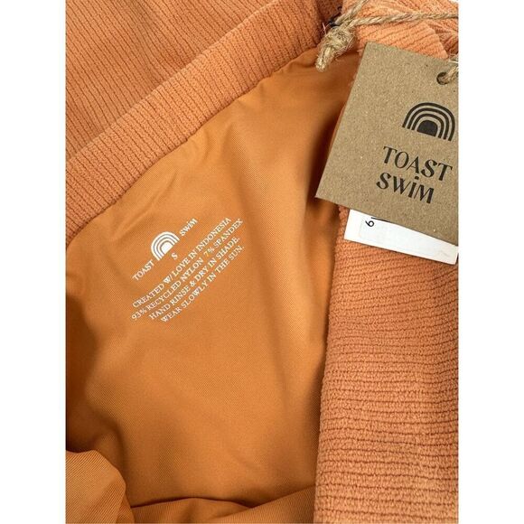 Free People x Toast Swim Dusty Coral Sea Tube One Piece Ribbed Swimsuit S - Picture 6 of 9